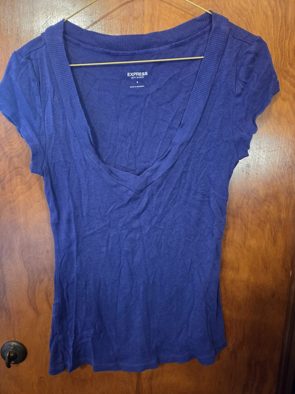 Express Vintage Women's V-Neck Short Sleeve Tee - Purple